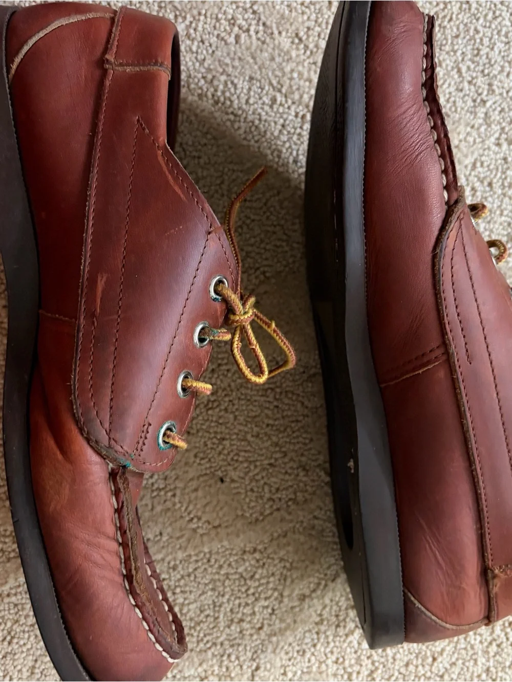 Sebago Men's Brown Leather Boat Shoes with Contrast Laces
